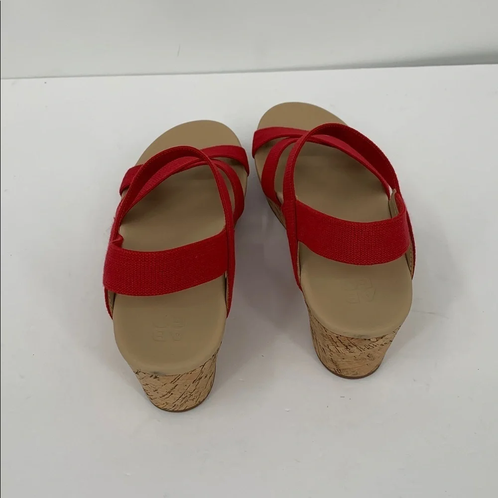 ABEO Riviera Stretch platform wedge espadrille sandal shoe red strappy new 7.5